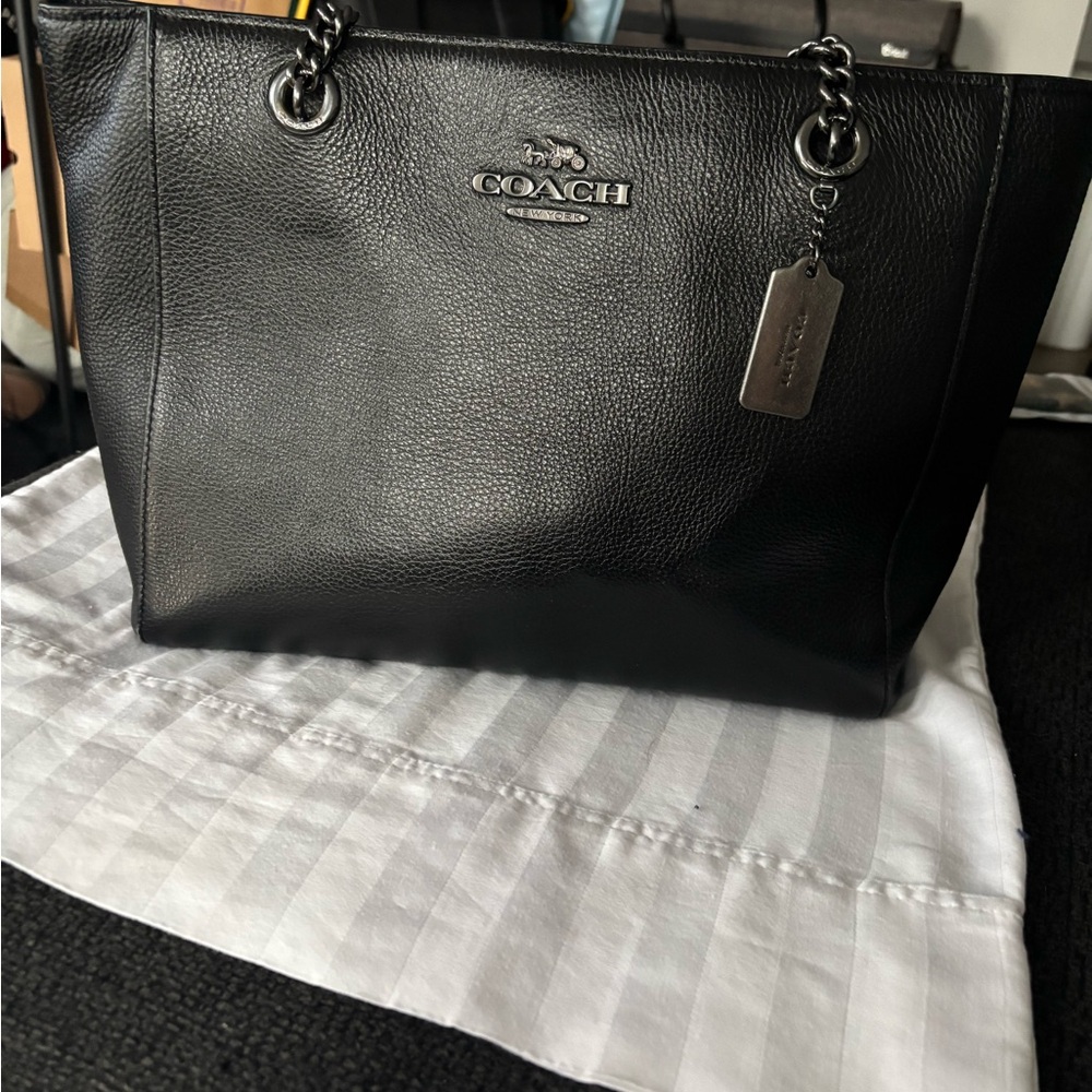 Coach Black Pebbled Leather Tote